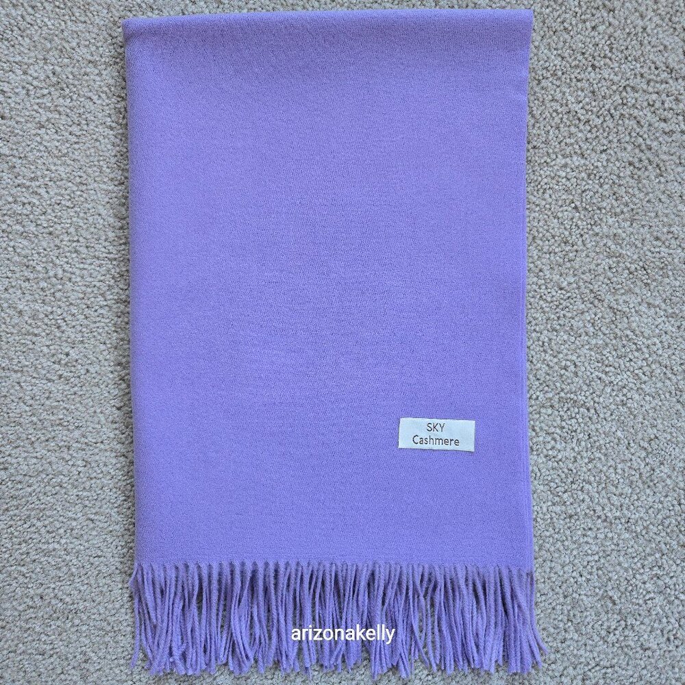 Sky Cashmere Lavender Fringed Scarf